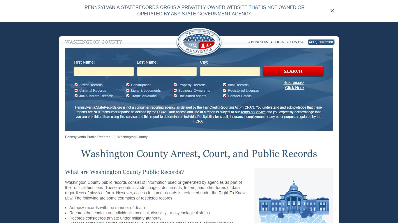 Washington County Arrest, Court, and Public Records