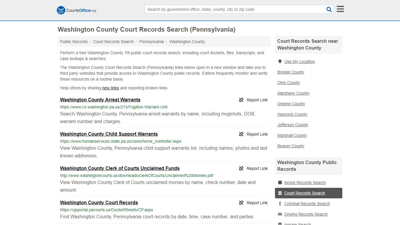 Washington County Court Records Search (Pennsylvania) - County Office